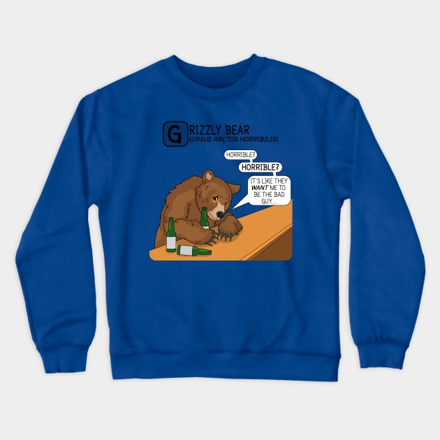 Grizzly Bear Blues Crewneck Sweatshirt by Zoodraws